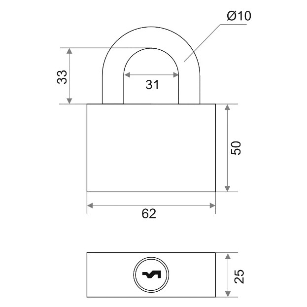 Замок навесной полимер уличный "Trodos" BC-HG36-63, чугун, серый