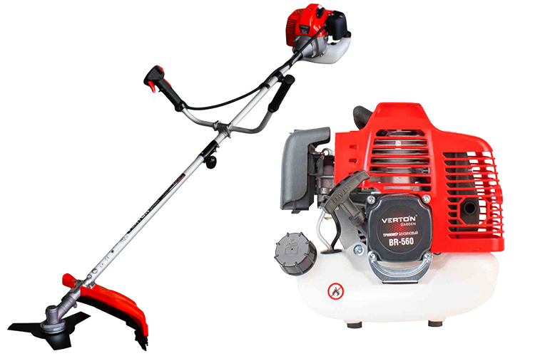 Бензиновый триммер VERTON garden BR-560 (V двигателя 56 см3,мощность 2.8 л.с./2.05 кВт,цельная штанга,ремень,нож 3т,катушка)