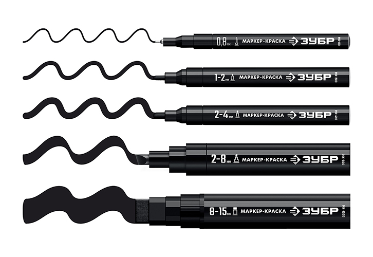 Маркер Зубр МП-100, 1мм, перманентный заостренный, белый