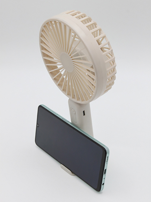Вентилятор портативный ручной с подставкой для телефона макс. 3300 об/мин 3 скорости 700 мА*ч бежевый Фарлайт