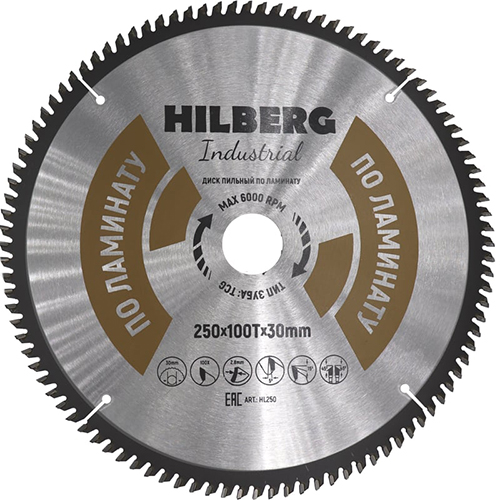 Диск пильный по ламинату, 250*100Т*30, Hilberg Industrial